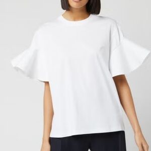 Victoria Victoria Beckham Women's Flounce Black Sleeve T-Shirt Small